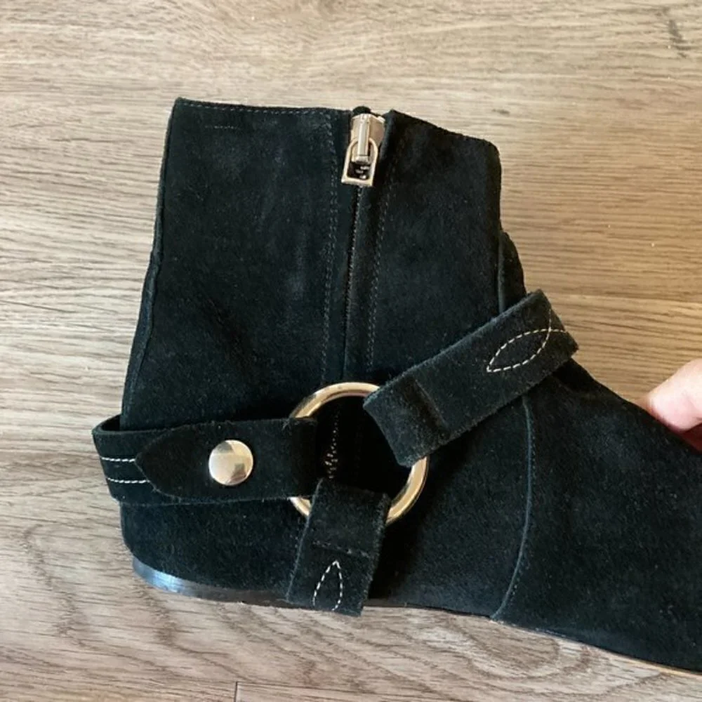 Isabel Marant Etoile Ralph Gaucho Black Suede Ankle Boots Size EU 37